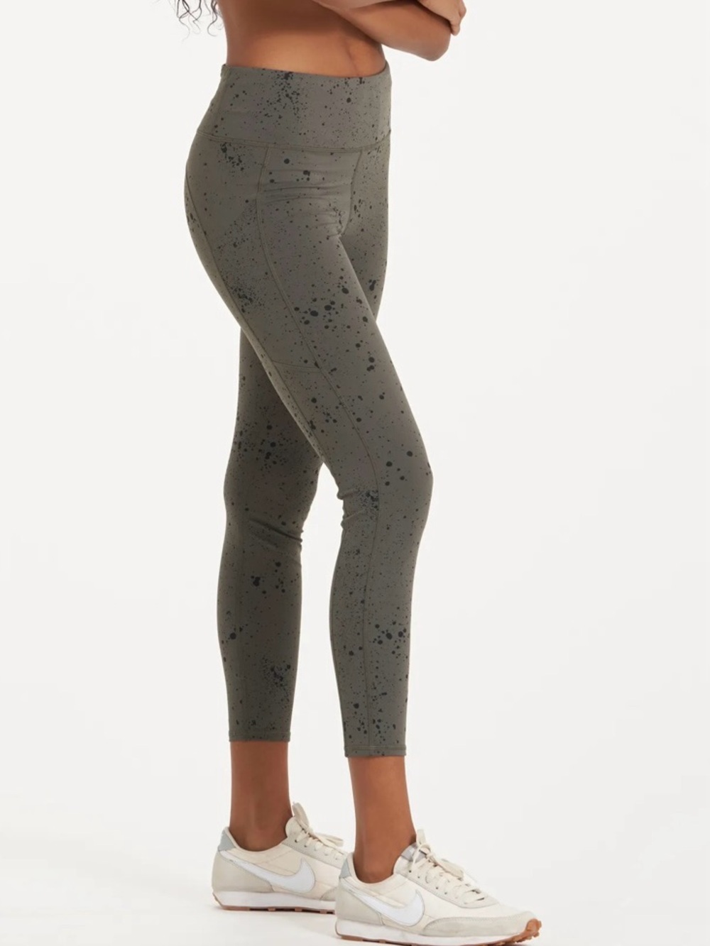 Vuori Olive Green Speckle Print High-Rise Leggings